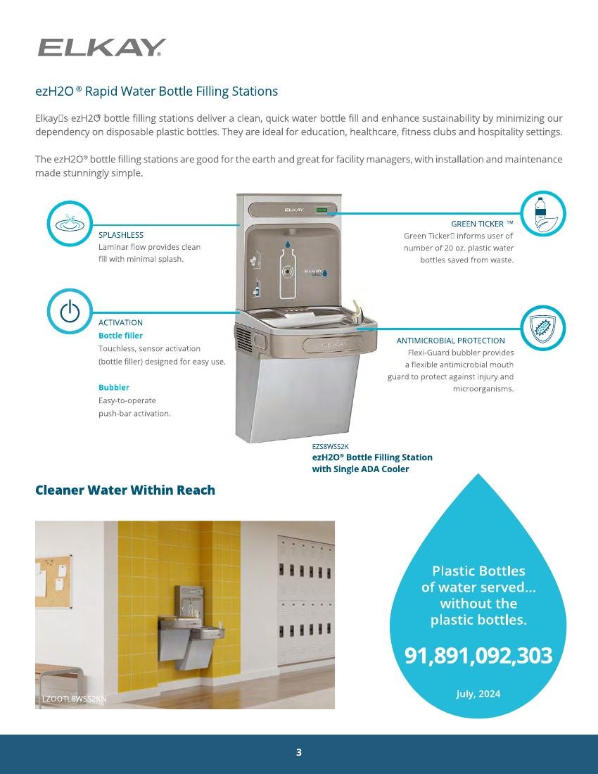 ELVEX GLOBAL catalog page 3: ezH2O Rapid Water Bottle Filling Stations