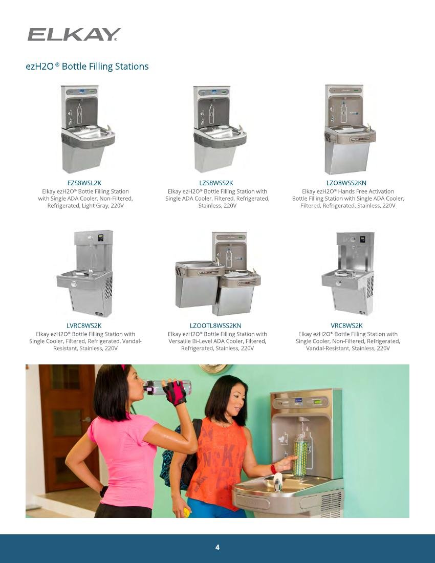 ELVEX GLOBAL catalog page 4: ezH2O Bottle Filling Stations