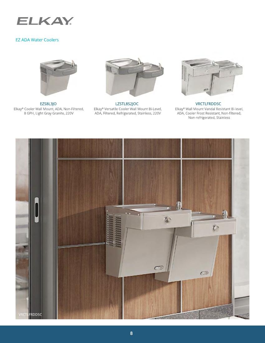 ELVEX GLOBAL catalog page 8: EZ ADA Water Coolers — Models