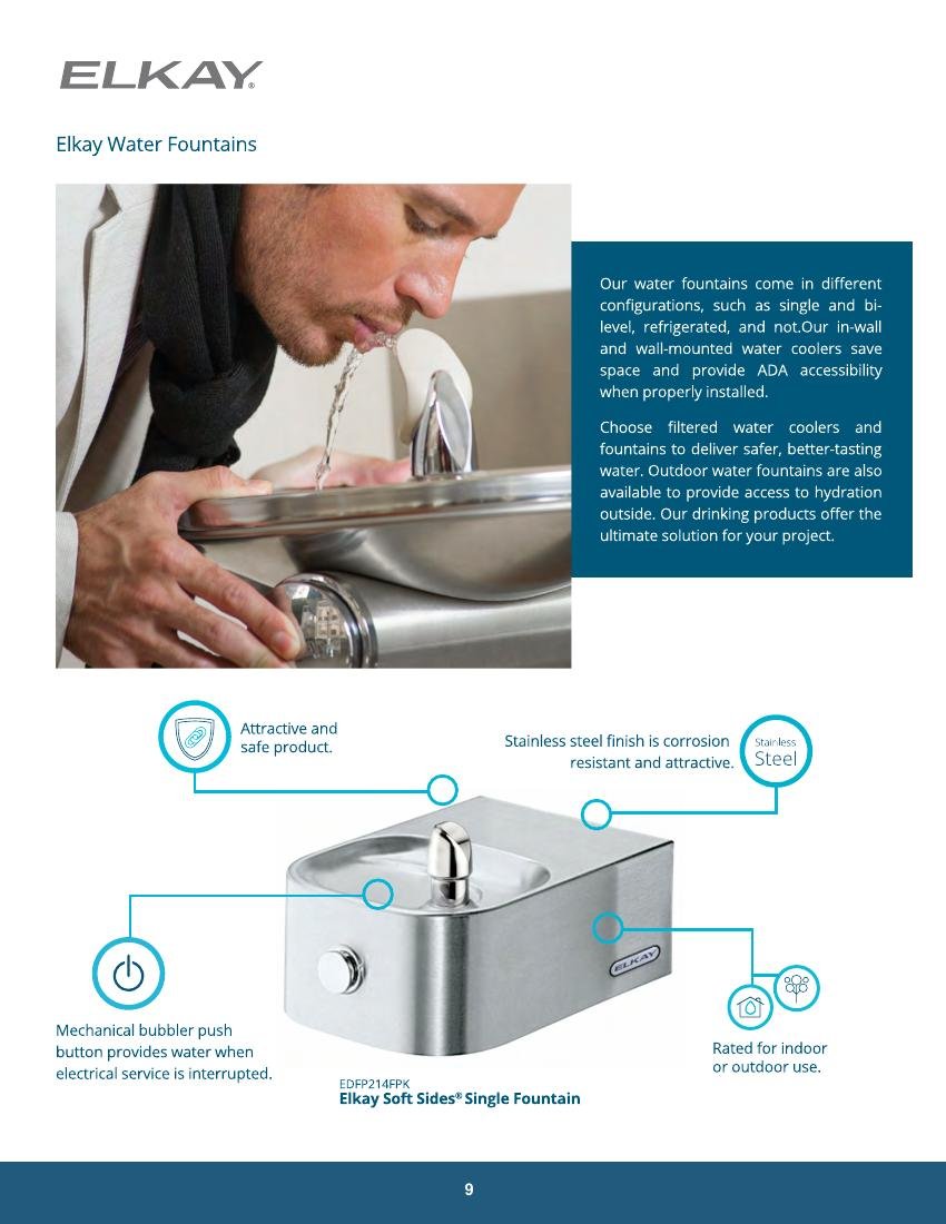 ELVEX GLOBAL catalog page 9: Elkay Water Fountains