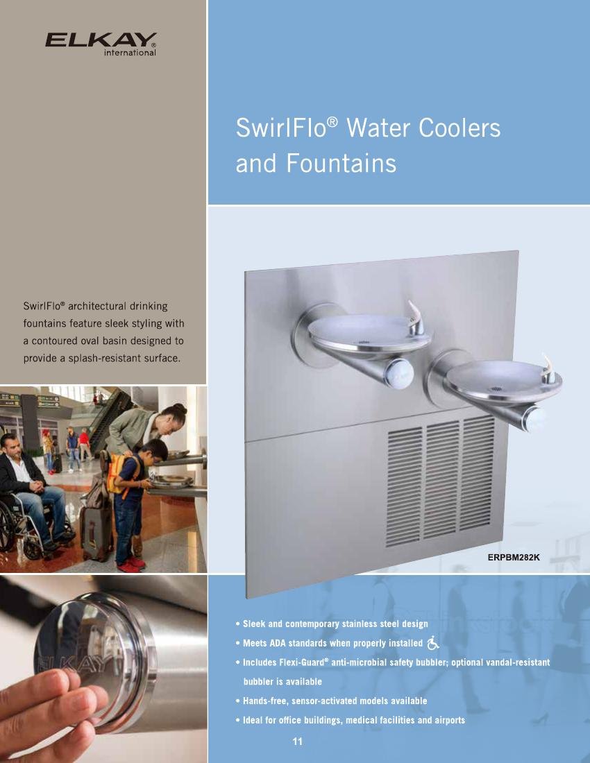 ELVEX GLOBAL catalog page 11: SwirlFlo Architectural Drinking Fountains