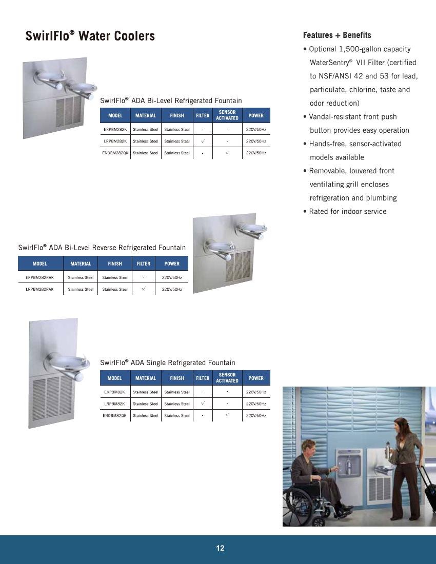 ELVEX GLOBAL catalog page 12: SwirlFlo Water Coolers