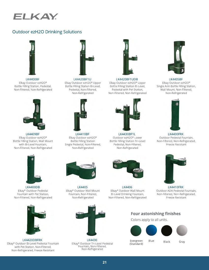 ELVEX GLOBAL catalog page 21: Outdoor ezH2O Drinking Solutions