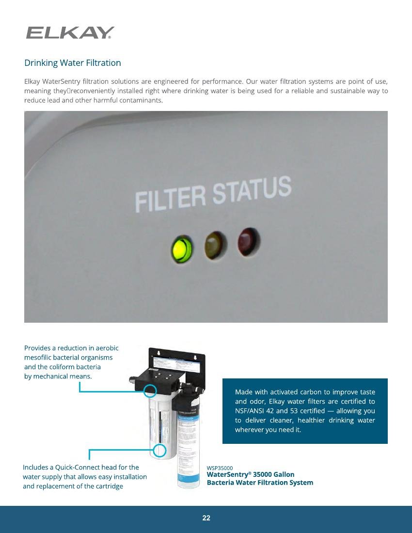 ELVEX GLOBAL catalog page 22: Drinking Water Filtration